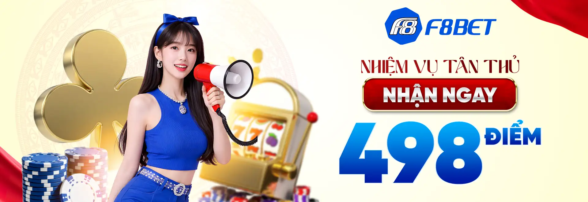 f8bet banner nhiệm vụ tân thủ nhận 498 điểm